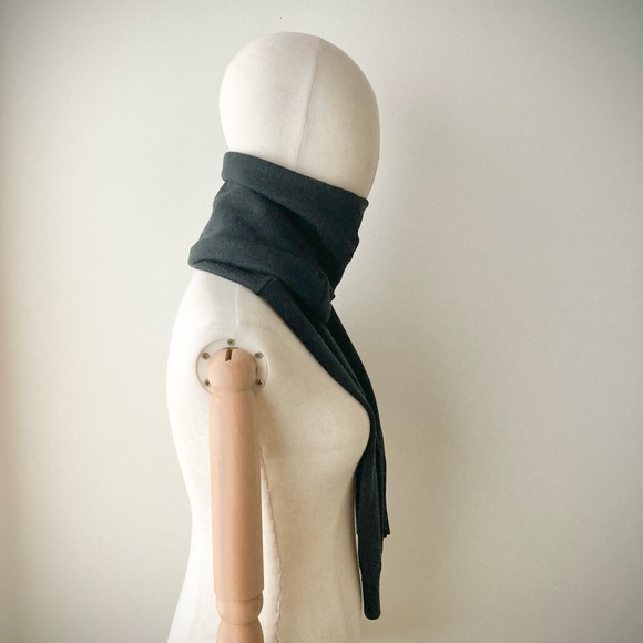 joodito 100% merino wool sweater wrap scarf long origami boro snake winter black - Picture 7 of 12